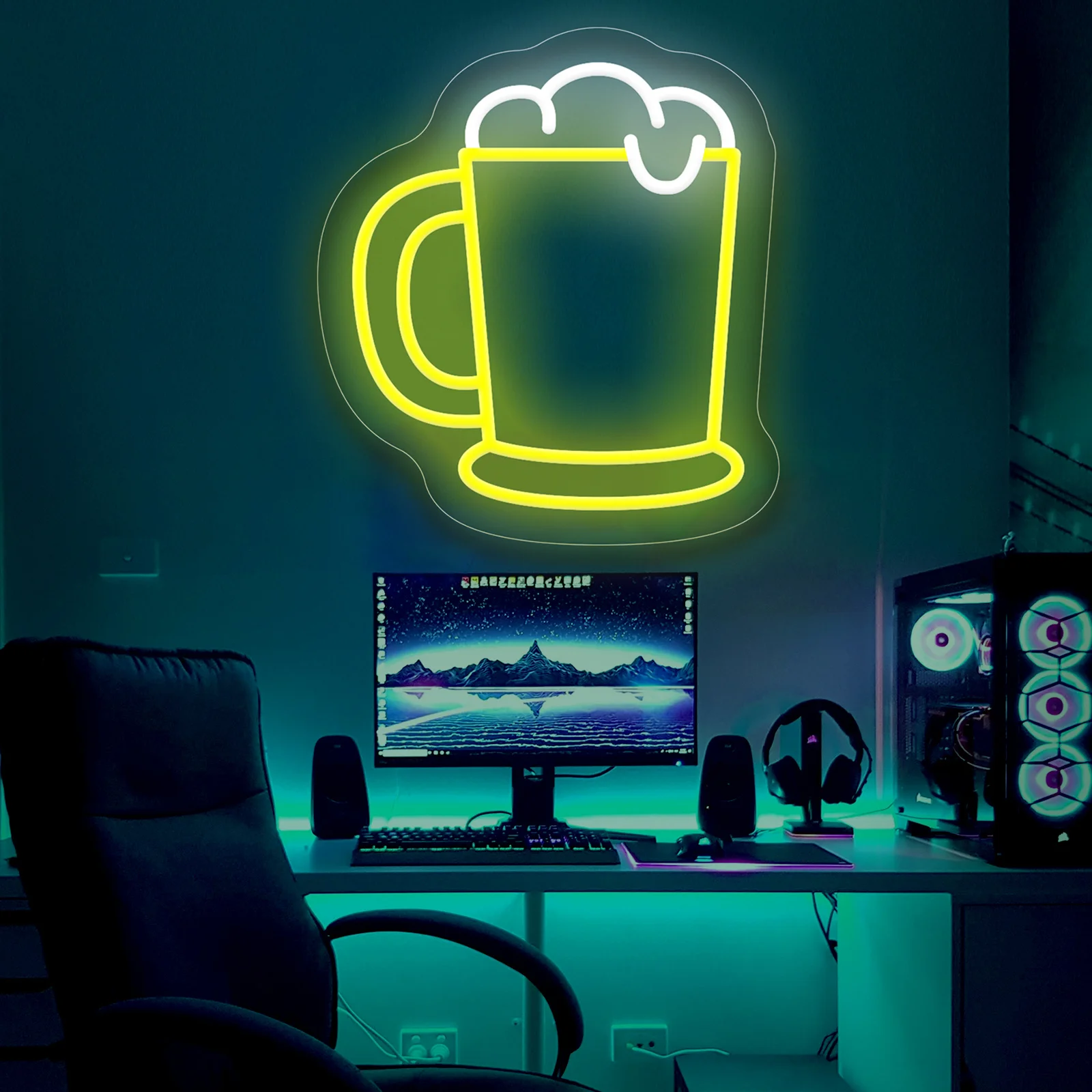 Beer Glass Neon Sign for Bar Decor Dimmable LED Light for Bartender Studio Party Western Restaurant Window Decor As Opening Gift