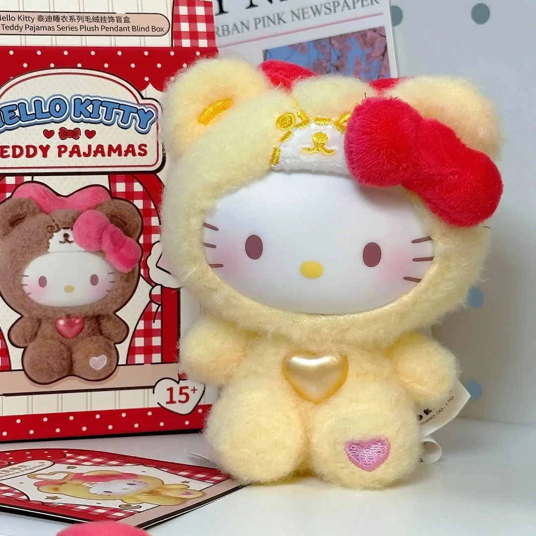 بقعة حقيقية سانريو مرحبا كيتي تيدي منامة سلسلة صندوق أعمى الفينيل على ظهره قلادة الديكور الاتجاه لعبة الأطفال هدية عيد ميلاد
