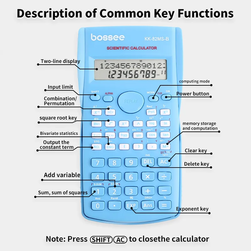 Scientific Calculator 240 Functions 12 Digit 2-Line Display Handheld Multi-Functional Calculators for School Student Exam