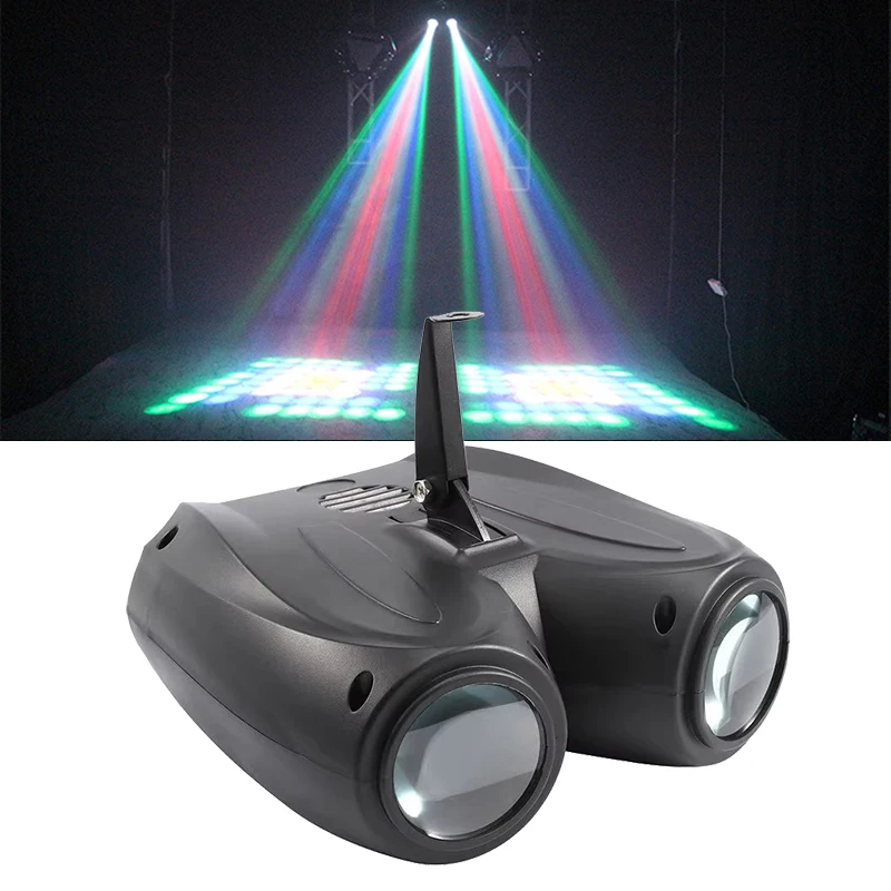 DJ Double Head Airship Light 128LEDs RGBW Patterns Stage Effects Lighting Auto/Sound Actived Disco Home Club Dance Party Lights