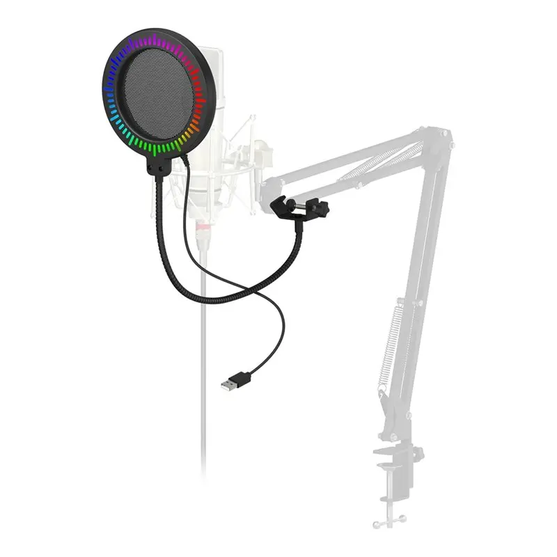 New Arrivals-Microphone Protective Cover RGB Anti-Glare Filters, Colorful Lighting Effects, Flexible Windscreen Soundproof Enclo