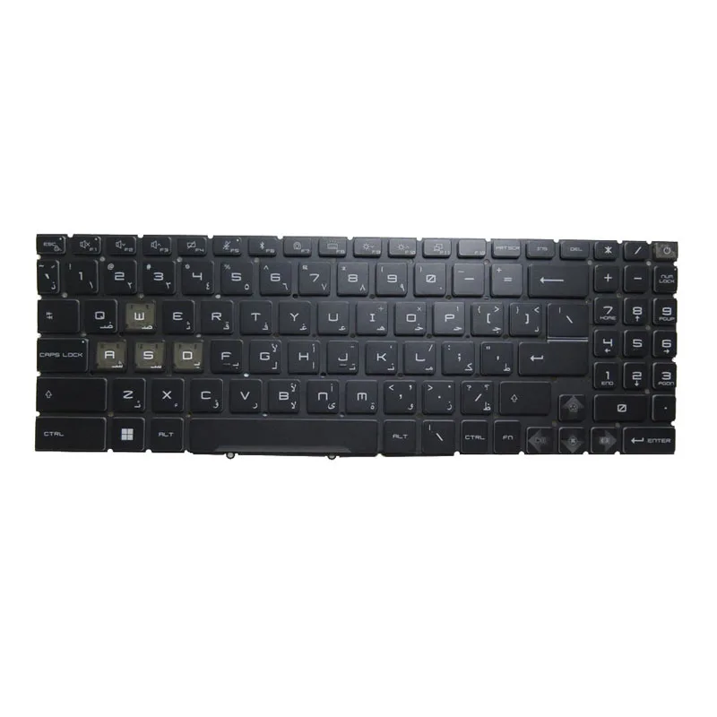 Laptop Colourful Backlit Keyboard For MSI NSK-FG0MBN 0A 9Z.NK1BN.M0A S1N-3EAR2G3-D10 S1N3EAR2G3D10 Arabia AR Black No Frame New