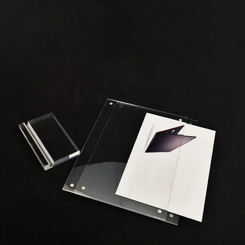Acrylic Desktop Display Frame Table Card Sign Collection Photo Protection Holder Magnetic Album Postcard Souvenir Display Stand