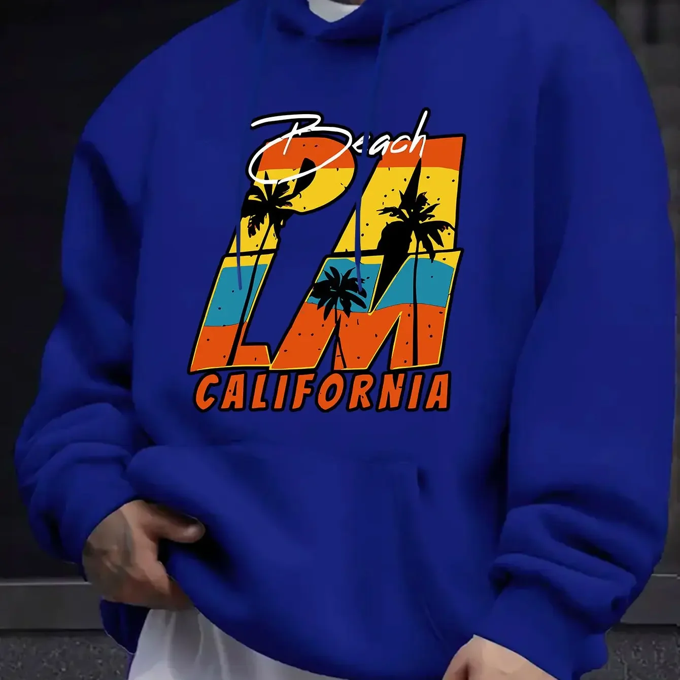 American/European Style Men's Autumn/Winter Printed Hoodie Long-Sleeve Sweatshirt West Coast Vacation Essential