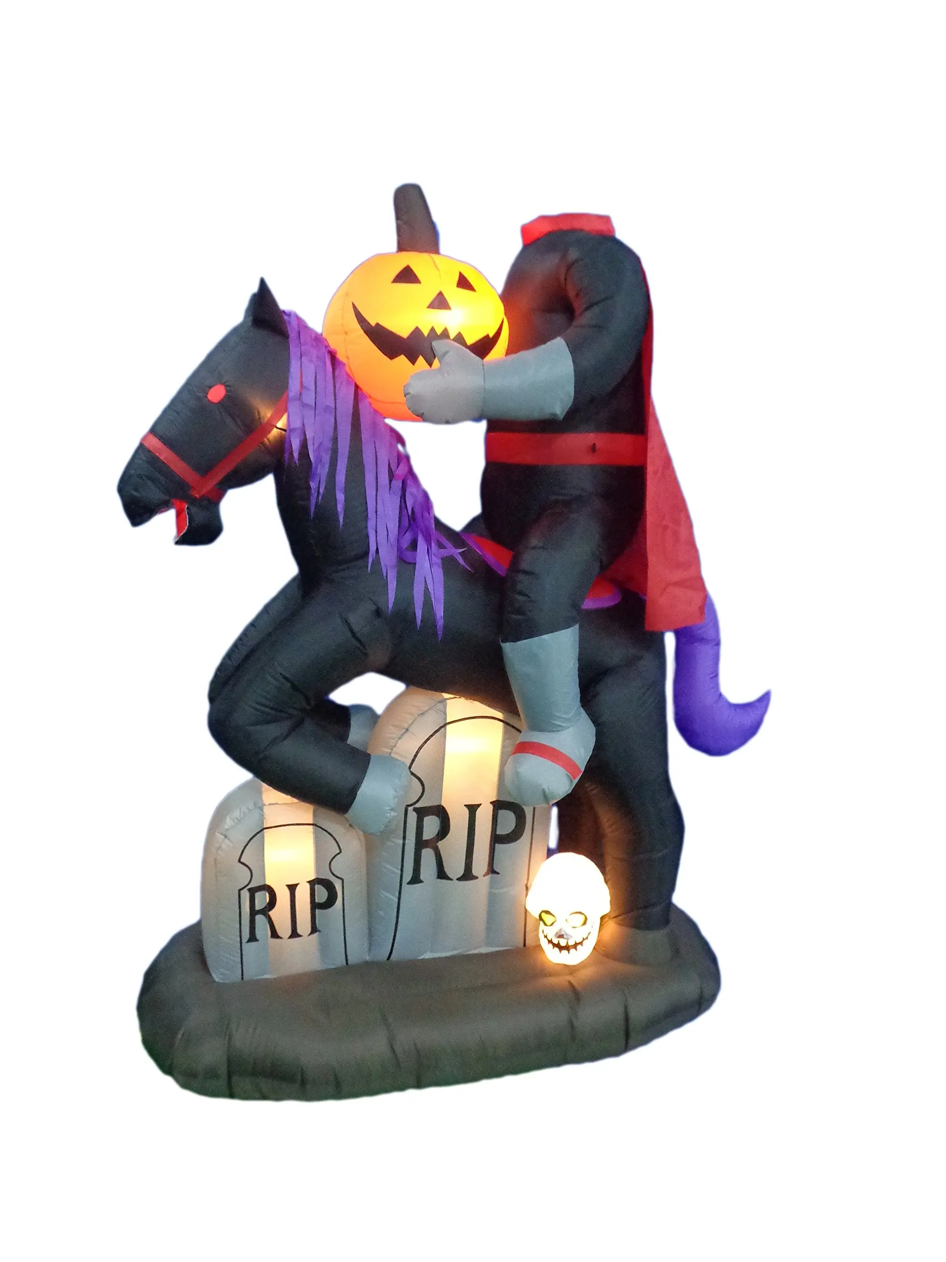 6.5 FT Tall Lighted Halloween Inflatable Headless Horseman with Horse