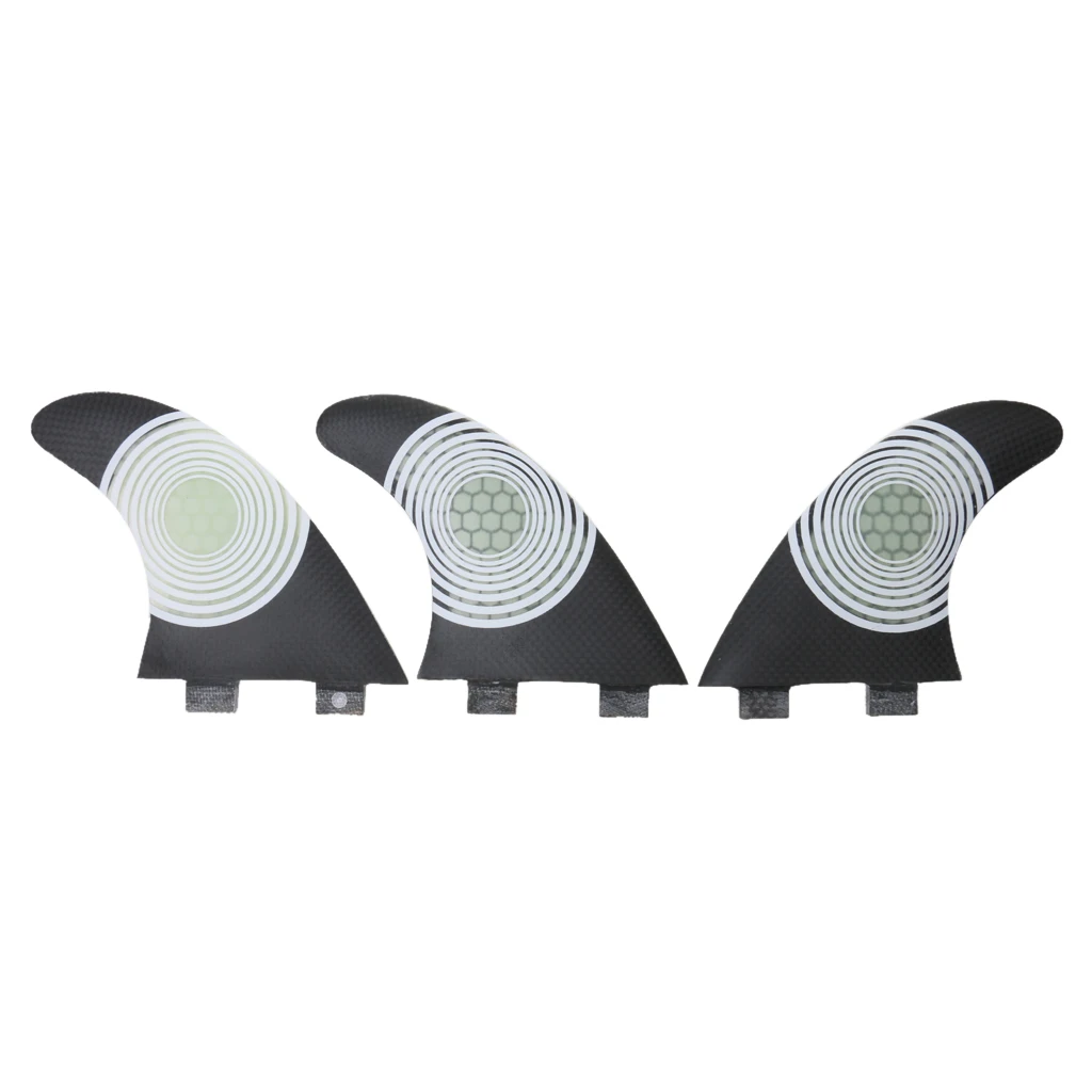 Fiberglass Honeycomb Surfboard Fin Set G5 Flat Foil for Tight Radius Turns Aerial Maneuvers Black