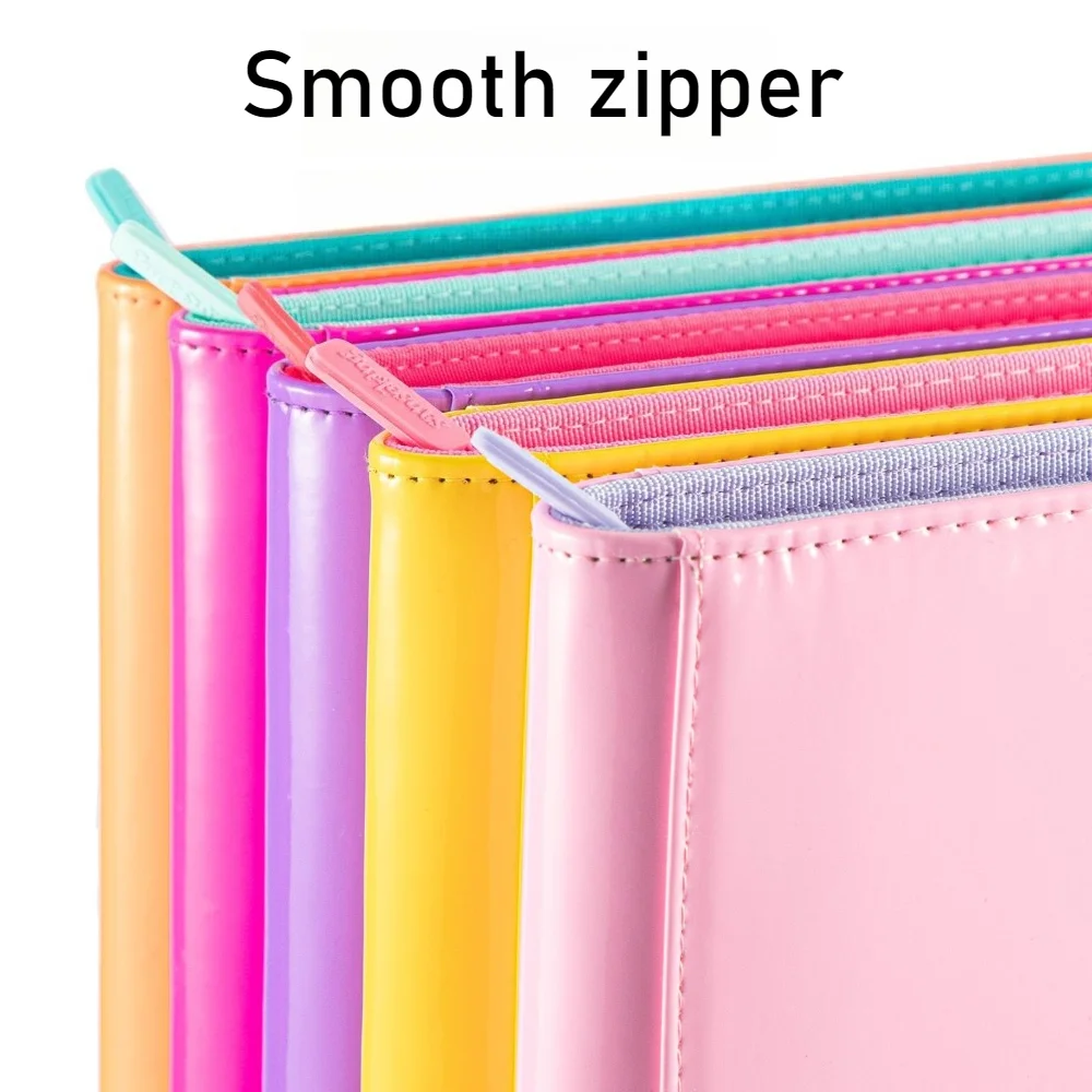 Sanseking 9-Pocket 360 Slots Patent Leather Zipper Card Binder Pink Photo Album for Yu-Gi-Oh PTCG Game Card Album
