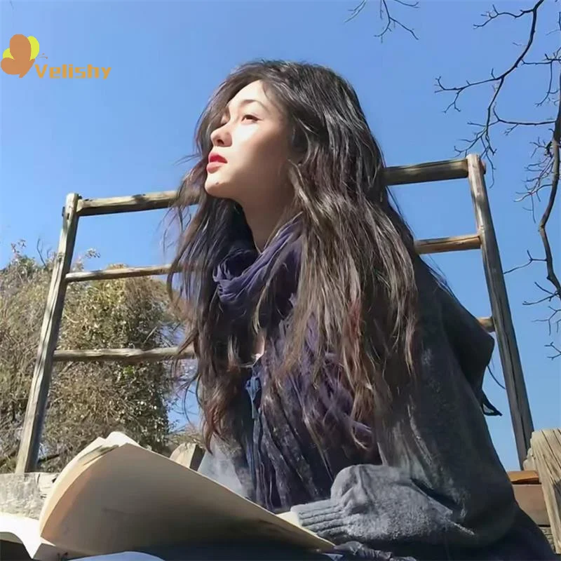 

Retro Ethnic Style Warm Scarf Women Cotton Linen Floral Crumpled Pleated Scarf All-match Long Folds Shawl Fashion Headscarf Gift