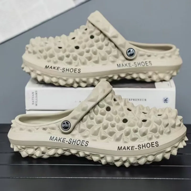 

Мужские уличные тапочки, высококачественный классический дизайн с отверстиями дуриан, дышащие, нескользящие, удобные, пляжные модные сандалии