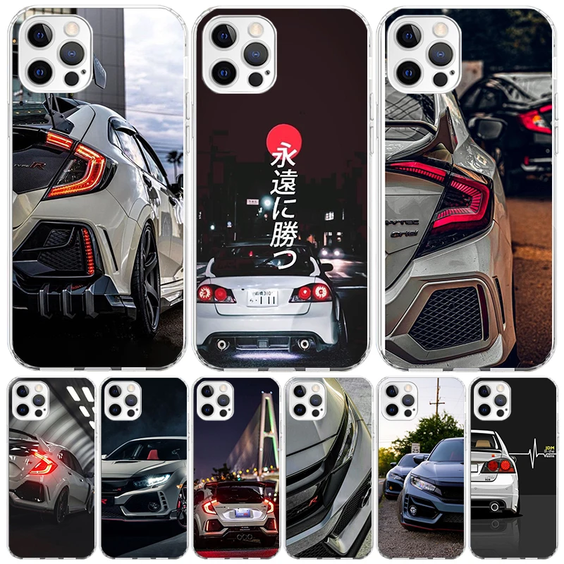 JDM Type R Civic Sport Car Phone Case For Apple Iphone 11 12 13 Mini 14 15 16 Pro Max 7 Plus X XS XR SE Art Customized Coque Cap