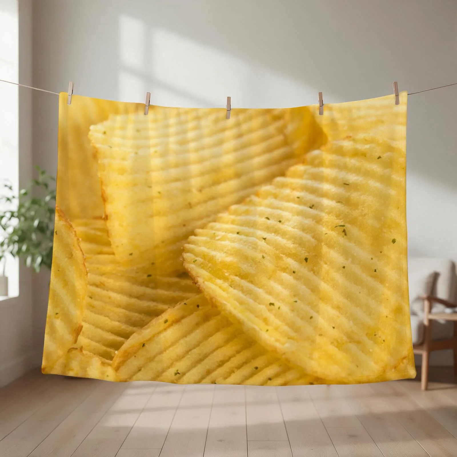 Ruffled Potato Chips Throw Blanket couch cozy soft plush fuzzy picnic outdoor blanket