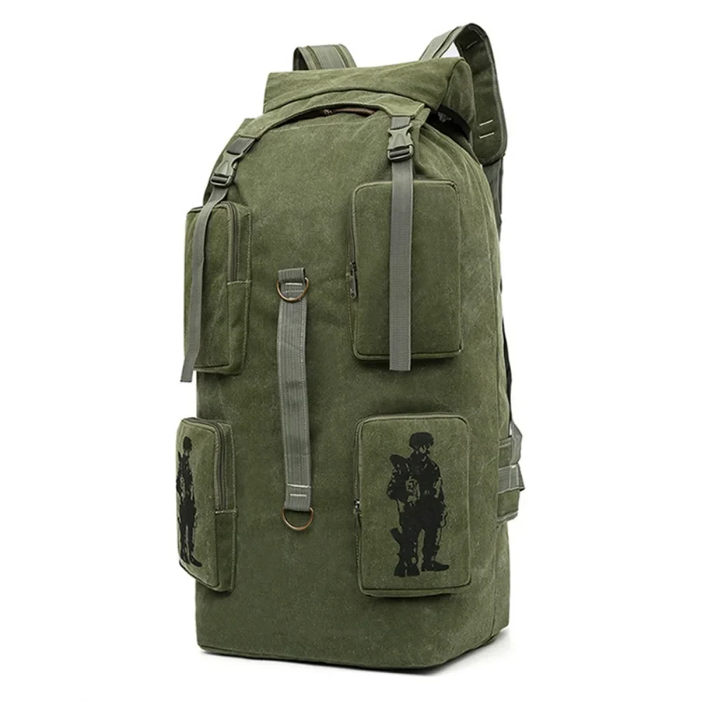 Large Capacity 100 Liters Thickened Canvas Shoulder Bag Men\'s Backpack Retro Fashion Travel Bag Travel Hiking Bag