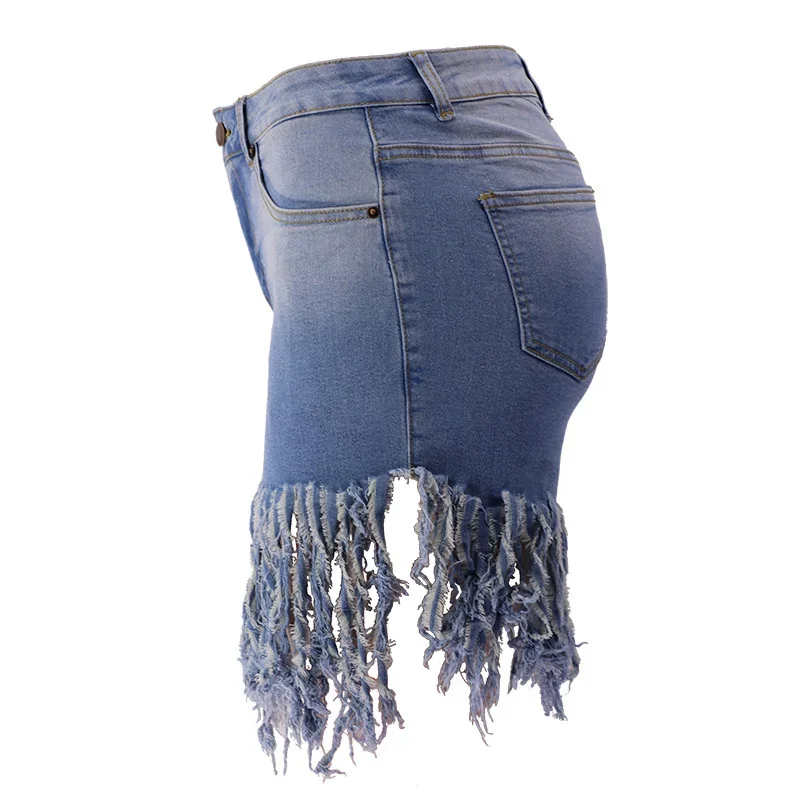 Moda nappa giuntura pantaloncini di Jeans donna vita alta tre quarti pantaloni donna pendolare tendenza Streetwear nuovi Mini Jeans elasticizzati