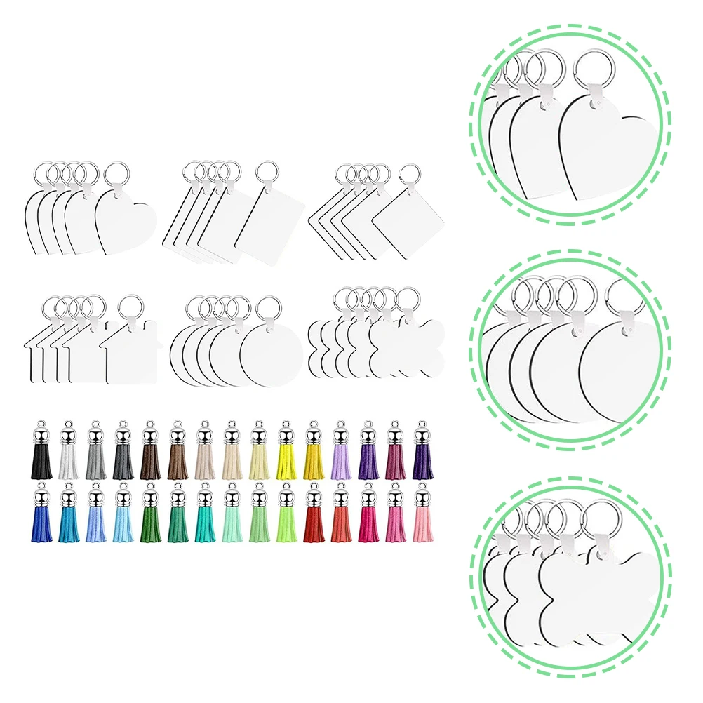 

30 Sets Hot Transfer Keychains DIY Blank Double Sided Portable Sublimation Keyring Supplies Pendant Jewelry Craft