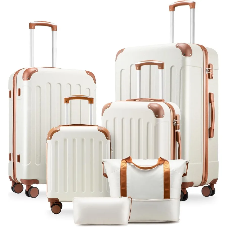 Lightweight Hardshell Luggage Set, 16/20/24/28 Inch, 6 Pcs