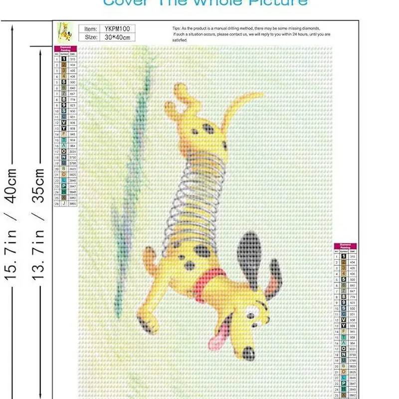 1PC Kit Lukisan Berlian 5D Anjing Kartun Lucu, Seni Hewan Kristal Rhinestone DIY Full Drill untuk Anak-Anak & Dewasa, Kreatif