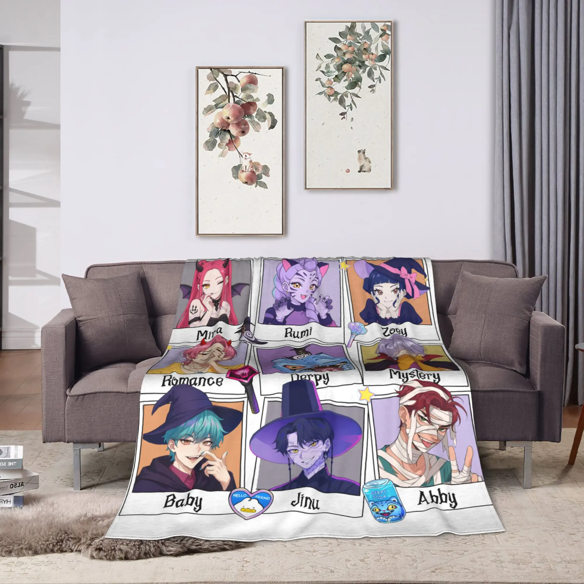 

Halloween KPop Demon Hunters Youth Blanket Flannel Print Multifunction Super Soft Throw Blanket for Home Office Bedspreads