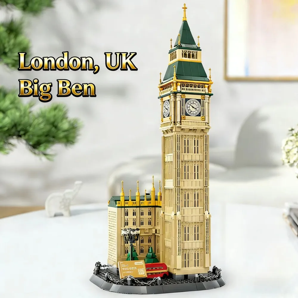 Iconic London Skyline Building Kit - Big Ben & Bridge Architecture Models Set, Detailed Collector's Display Project
