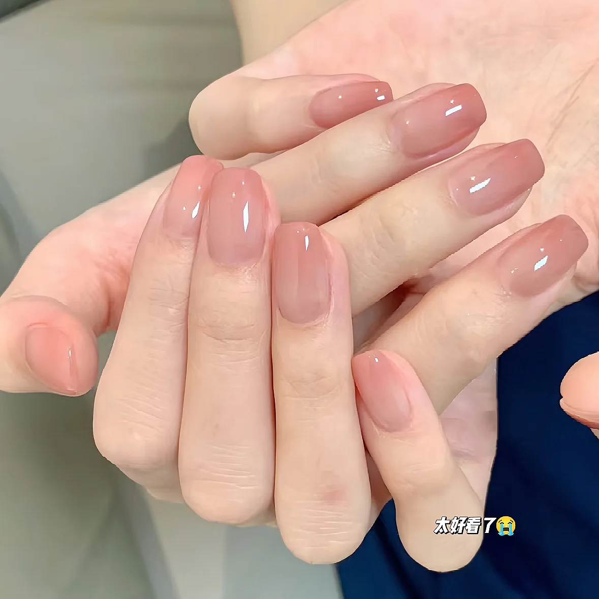 

2025 spring and summer peach gradual change nude short wear nail peach yaoyao nail patch prefabricated nail piece
