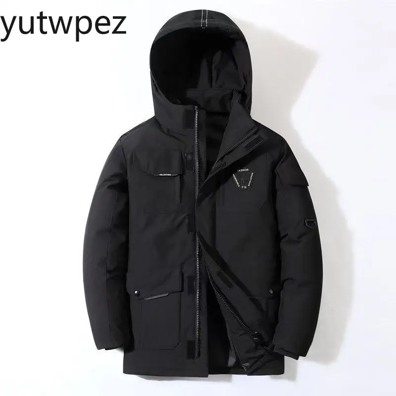 

Outdoor Hiking Camping Overcoat Winter Parka Men 90% White Duck Down Removable Cap Men's Thermal Down Thick Puffer Jacket Coat