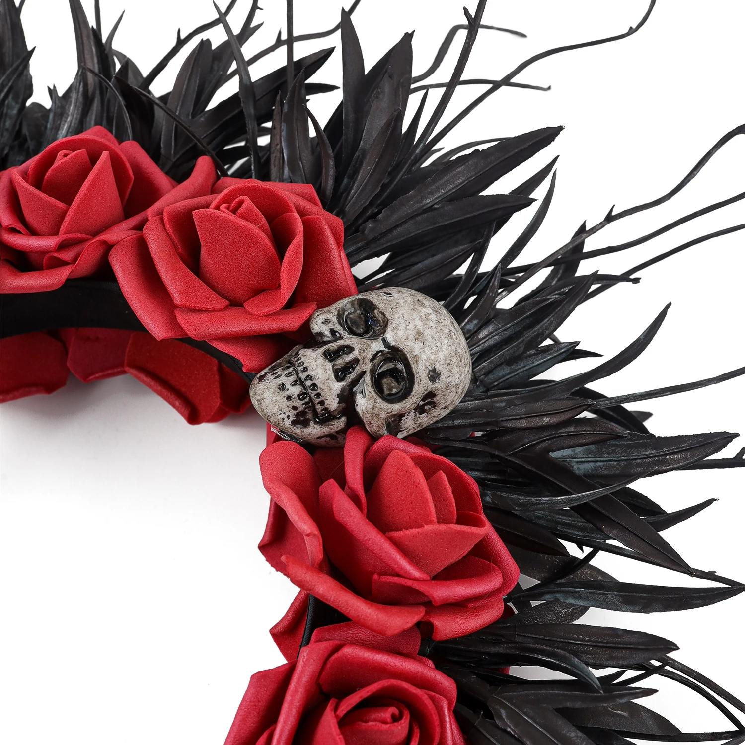 Accessorio per capelli con copricapo con teschio gotico per spettacoli di festival in maschera di Halloween Dettaglio costume di vendita caldo