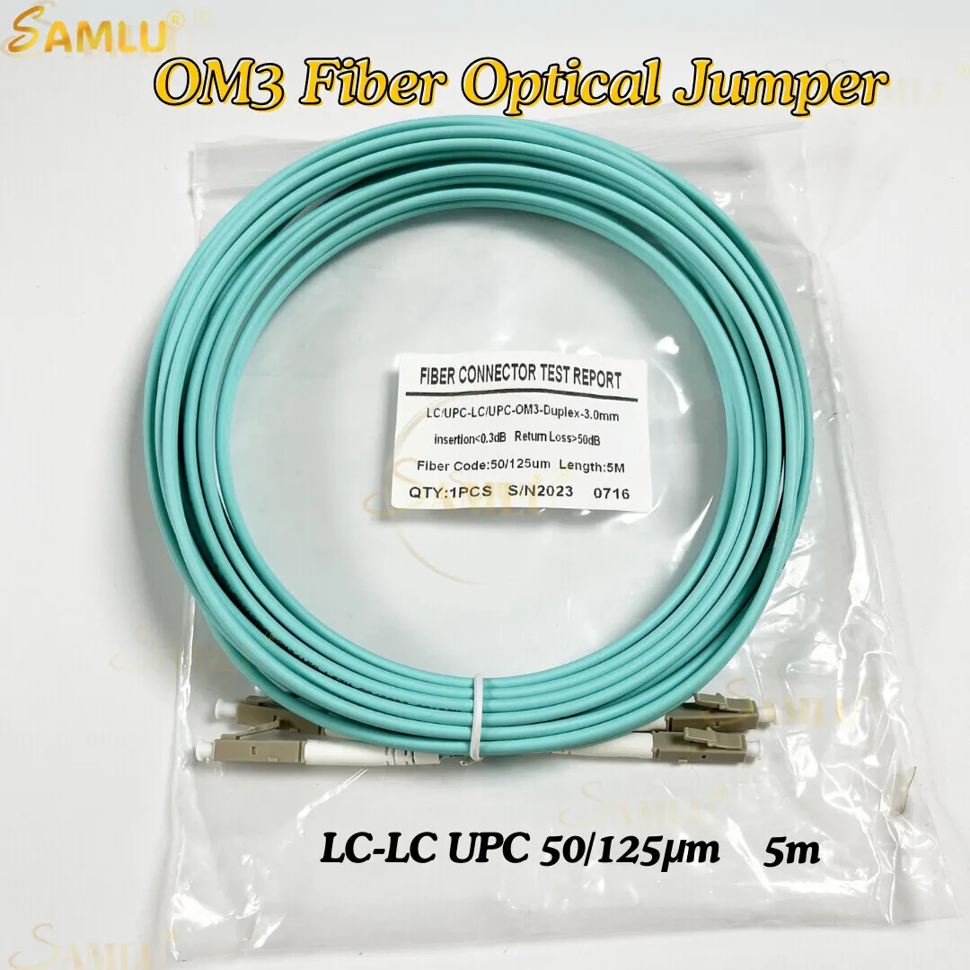 10Pcs/Lot 5M Multi-Mode OM3 Cable 2.0Mm Multimode Duplex 50/125Μm LC UPC Fiber Optical Jumper Patch Cord