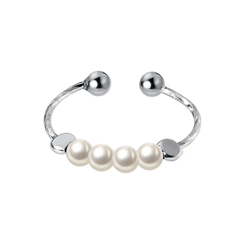 925 Silver Rotate Beads Cocktails Wholesale Fidget Spinner Rings For Women Anti Anxiety Girls Accesories Trendy Jewelry 2023