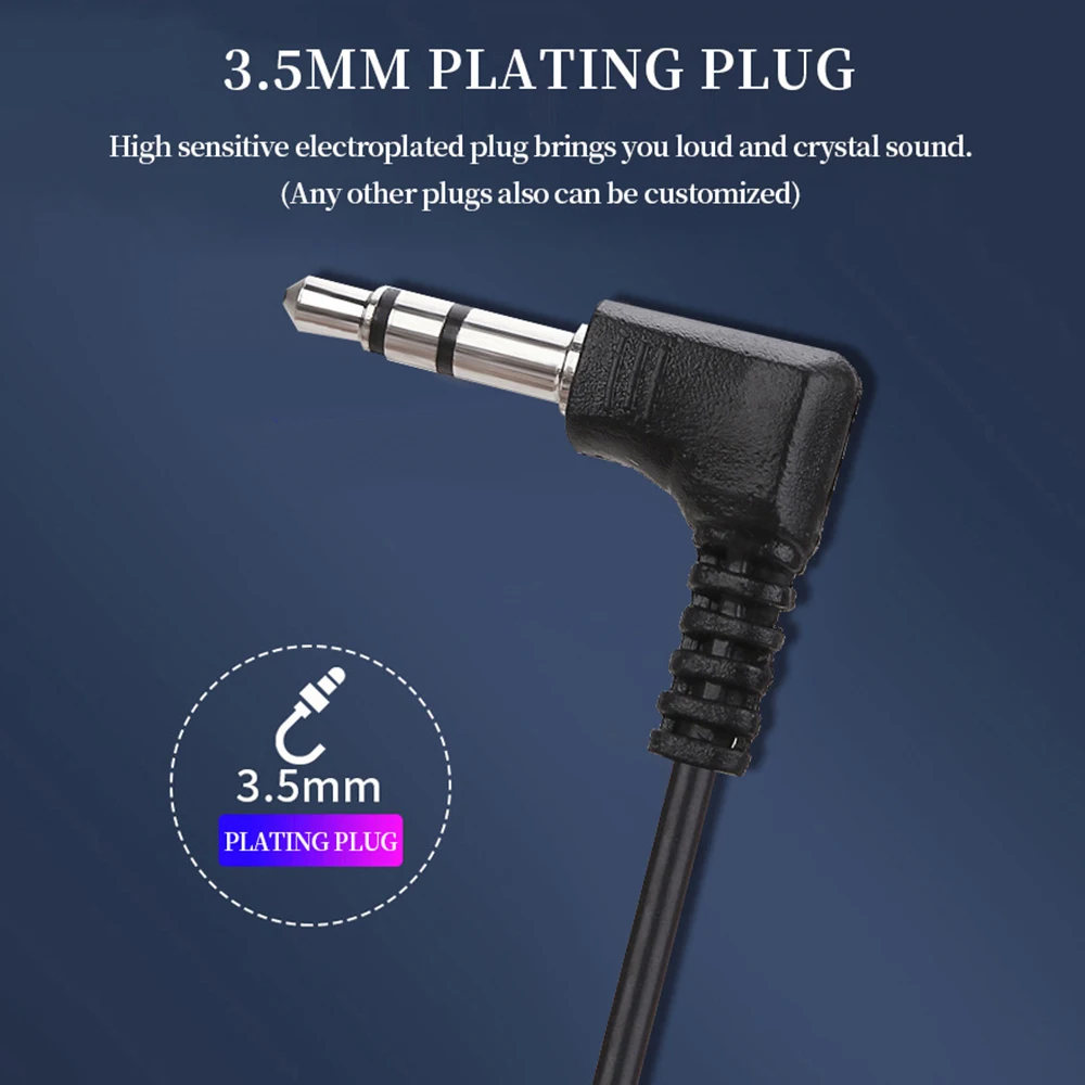D Shape Soft Ear Hook Earpiece 3.5mm Clip Type Earphones Portable Stereophone Headphone for for Laptop PC