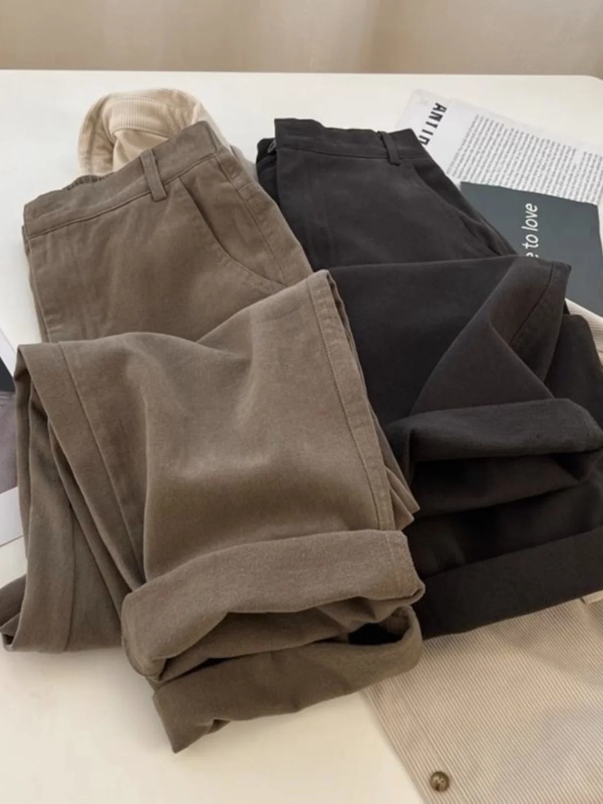 

Большие размеры 300 Pou, американская рабочая одежда в стиле ретро, повседневные брюки, прямые широкие длинные брюки, весна-осень, свободный крой