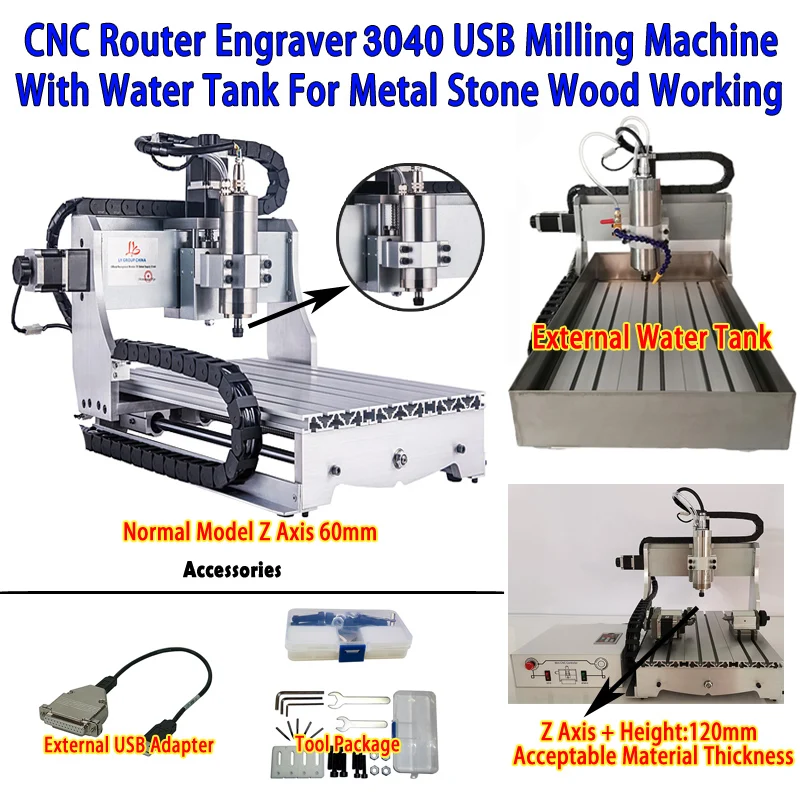 

LY CNC Router Engraver 3040 800W 1500W 2.2KW USB Milling Machine With Water Tank For Metal Stone Wood Working Free Shipping