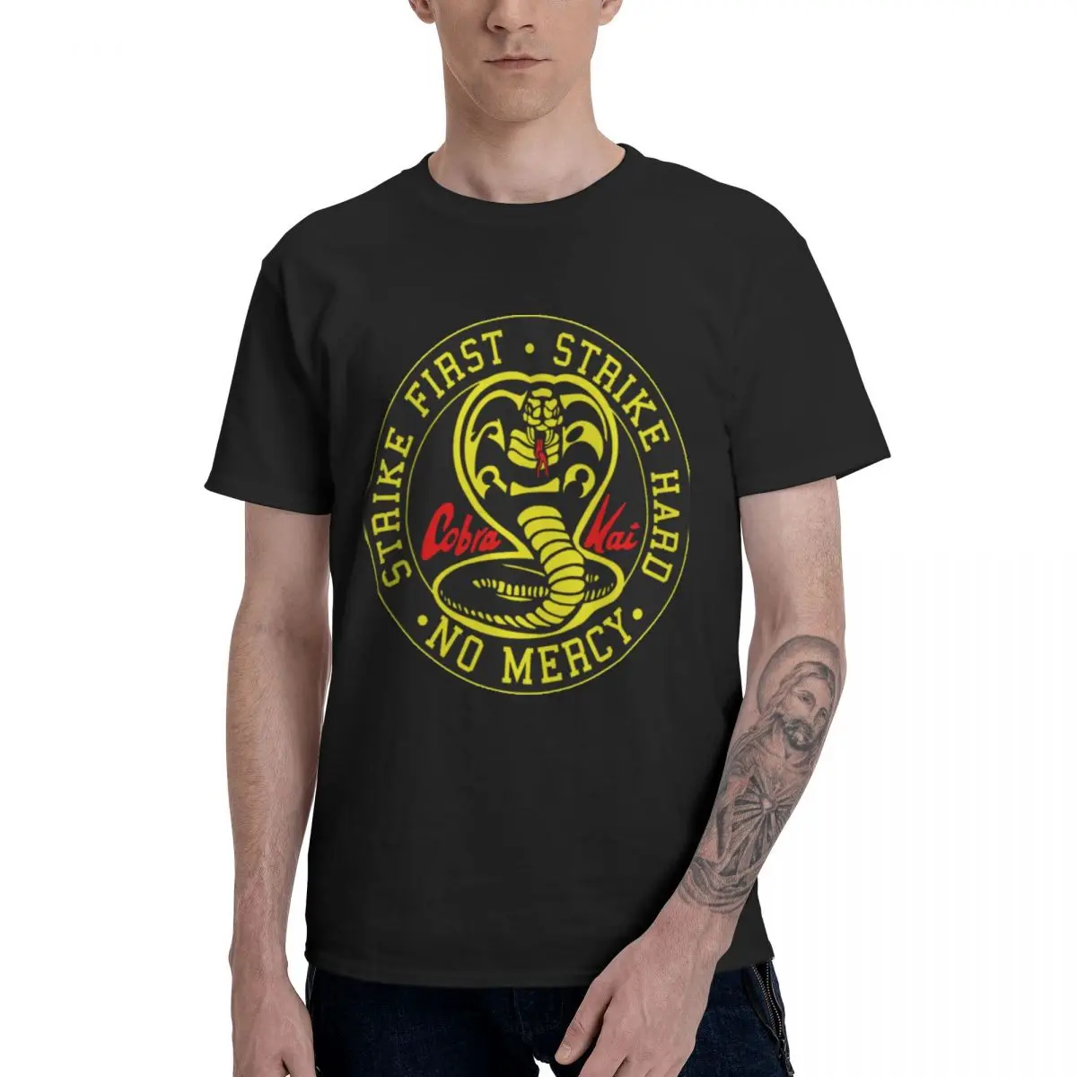 Fashion Cobra Kai T Shirt Pure Cotton Crewneck Men T-Shirt Short Sleeve Oversized Classic Tee Clothes EU Size