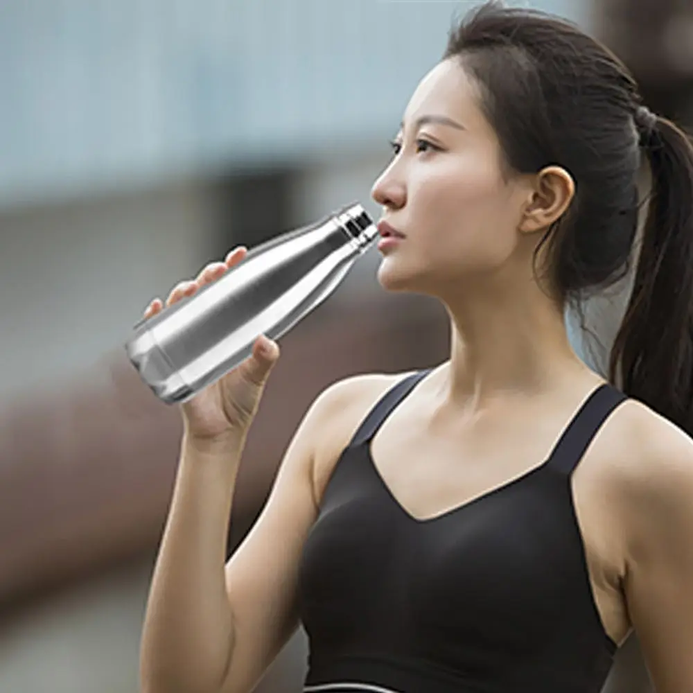 0.35/1 Liter Outdoor Monolayer Stainless Steel Sports Water Bottle Cola Drink Cup Leak-proof Kettle Drinking