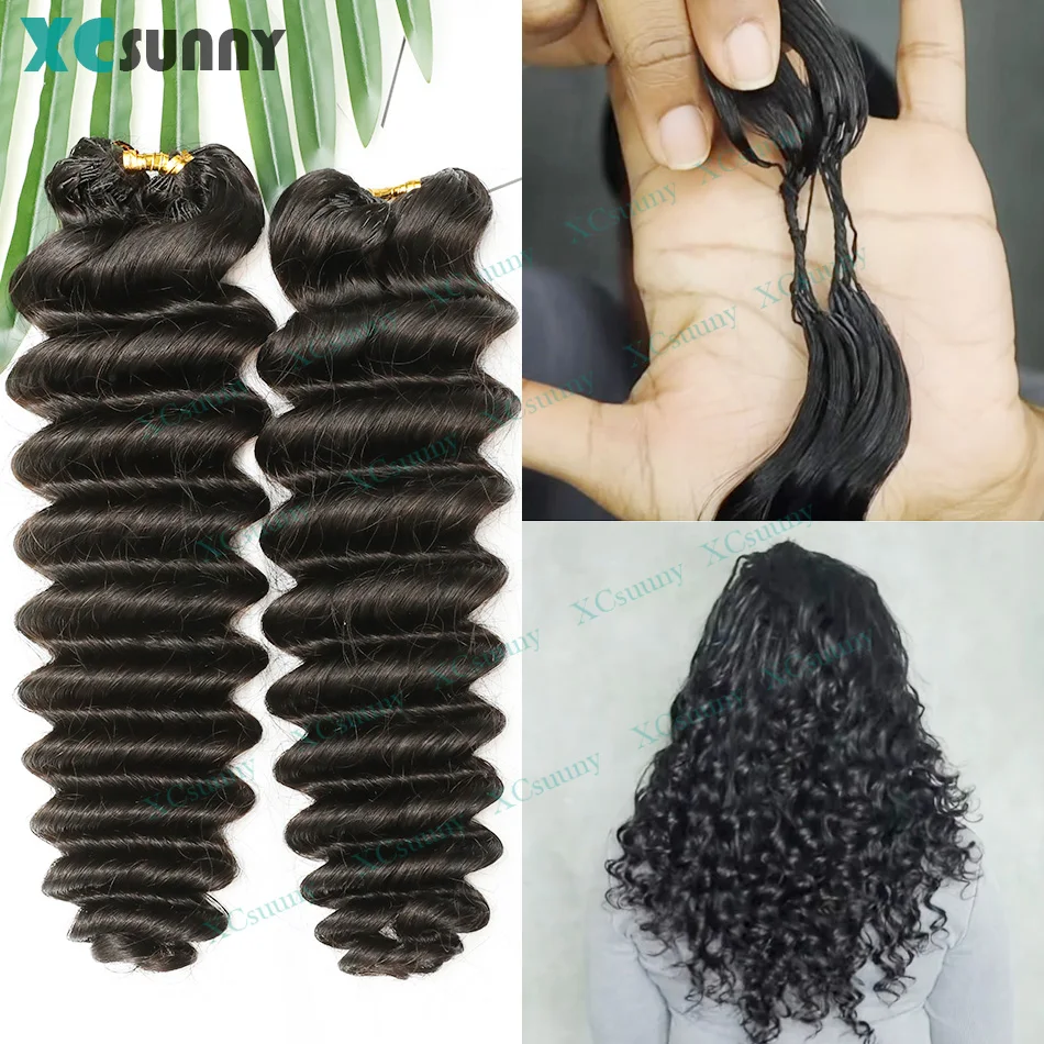 

Deep Wave Crochet Human Hair Pre Separated Feather Crochet Human Hair Extensions Knotless Crochet Hair Style For Boho Braids