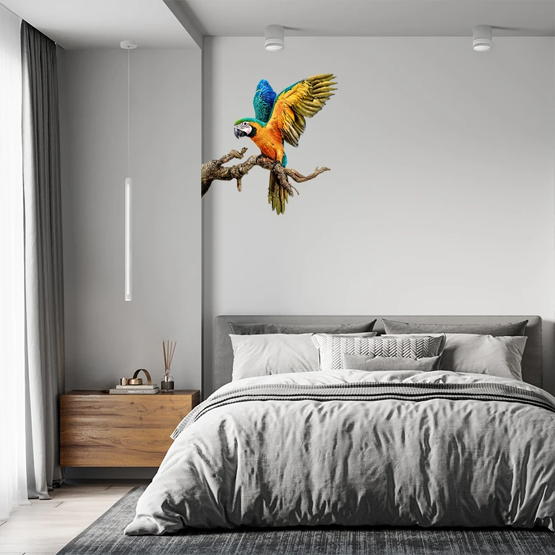 T148# Hand painted Parrot Wall Sticker Bathroom Toilet Decor Living Room Cabinet Home Decoration Decals