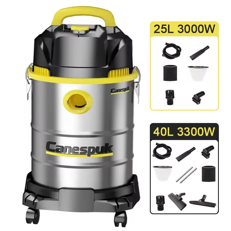 مكنسة كهربائية 3 في 1 25 لتر 3000 وات/40 لتر 3300 وات مكنسة كهربائية صناعية رطبة وجافة للفنادق والمراكز المنزلية والمستودعات وغسيل السيارات