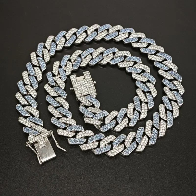 الوردي الأزرق مختبر الماس الكلب الكوبية سلسلة طوق ، 2 لهجة اللون الحيوانات الأليفة قلادة ، مجوهرات اكسسوارات للكلاب الصغيرة والمتوسطة والكبيرة ، القط ، 14 مللي متر