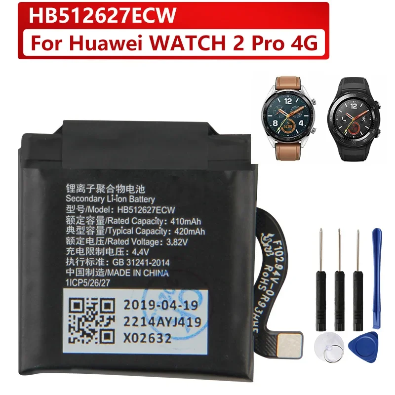 Replacement Battery For Huawei Watch2 Pro 4G EO-DLXXU Porsche Design WatchGT FTN-B19 HB512627ECW Rechargeable Battery 420mAh