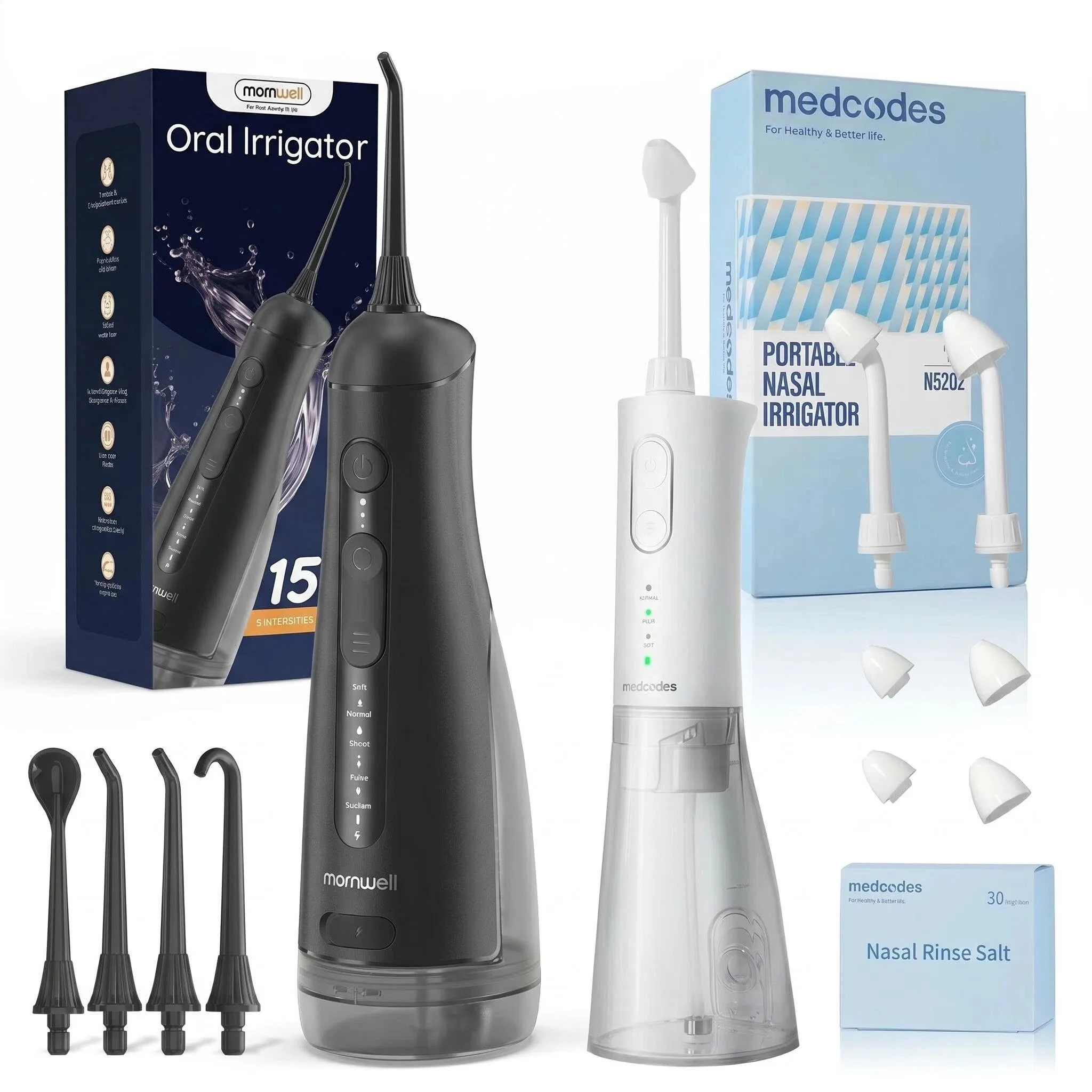 combo-idropulsore-e-bottiglia-per-lavaggio-nasale-mornwell-kit-ricaricabile-per-pulizia-denti-e-lavaggio-naso-300ml