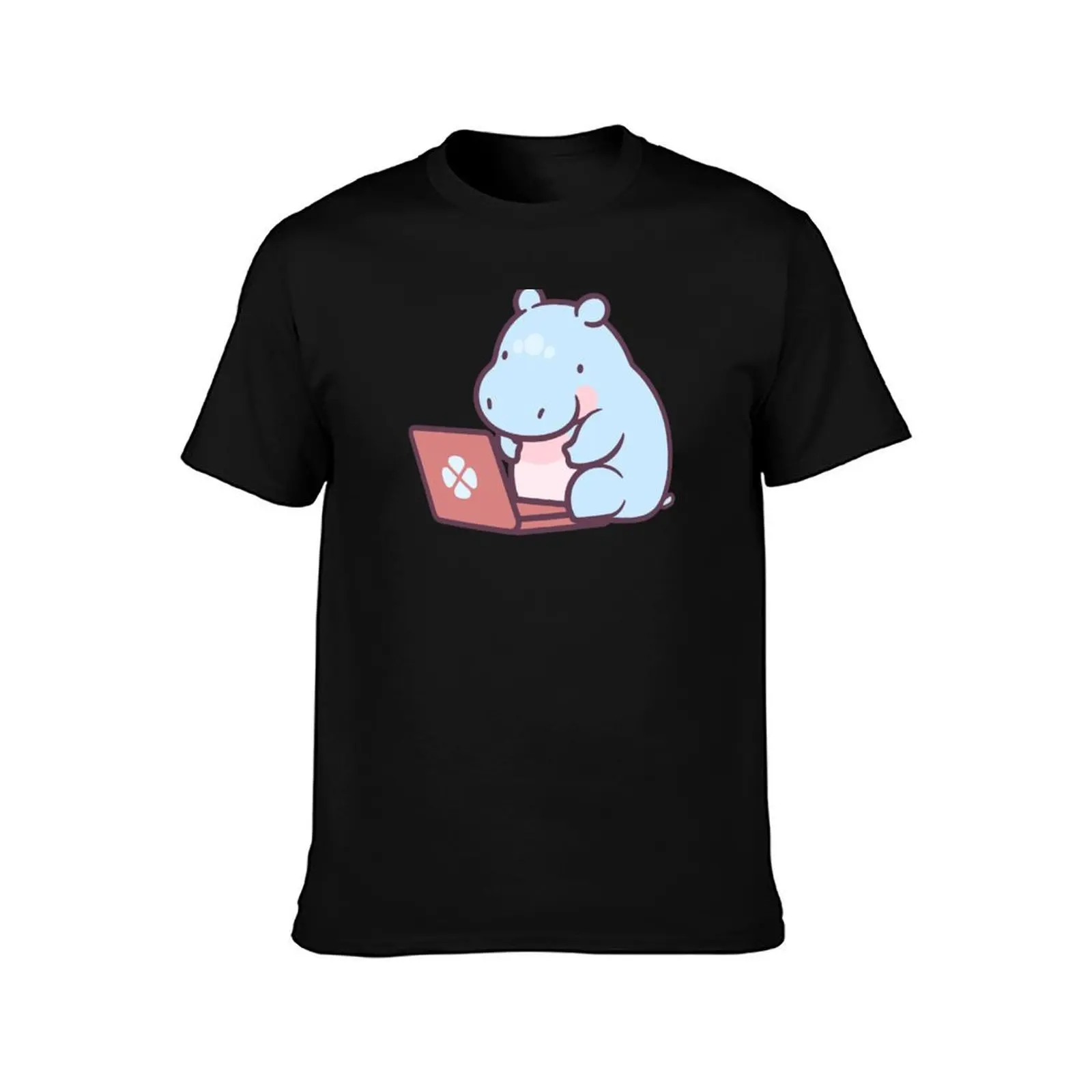 Cute Cartoon Baby Hippo Laptop T-Shirt g man t shirts for men T-Shirt