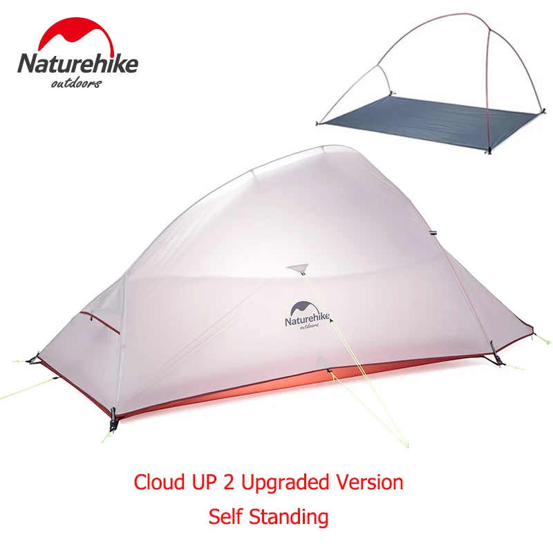 

Naturehike New Updated Cloud UP 2 Person Tent Camping Tent - Includes tent, rain fly, tent poles, tent stakes, and carry bag