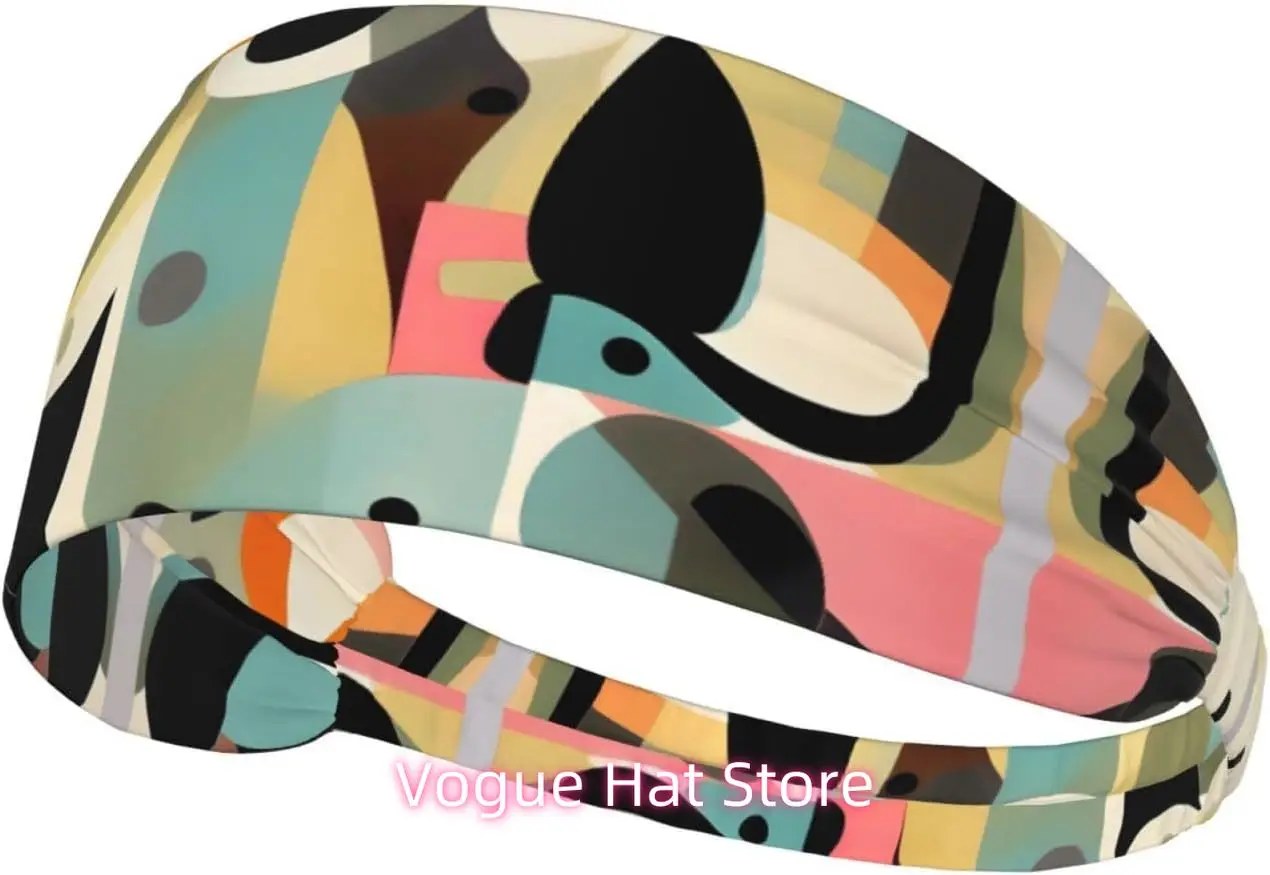 

Mid-Century Modern Art Cat Elastic Exercise Headband, Fitness Exercise Yoga Cycling Headband, Outdoor Sports Elastic Sweat-Absor