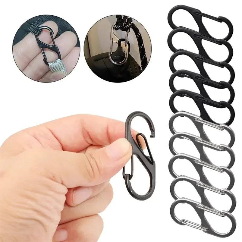 5PCS Carabiner Clip Camping Equipment Aluminium Alloy Hiking Carabiner Clip Keychain Tactical Keychain Carabiner Buckle Rope