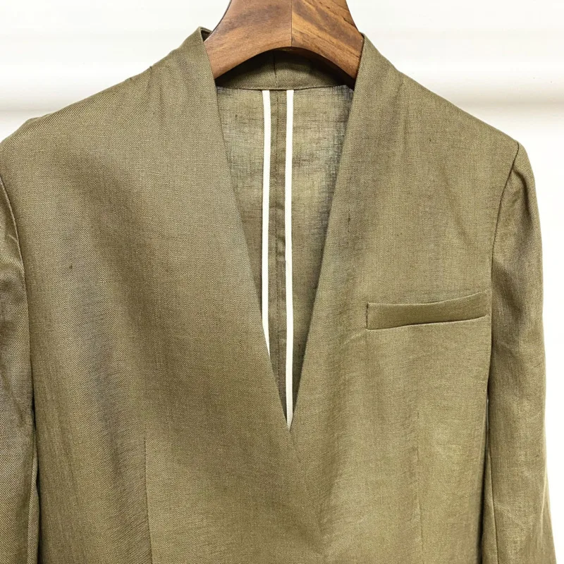 EAEOVNI 빈티지 여성 2 조각 세트 패션 V 넥 긴 소매 블레이저 코트 + 넓은 다리 바지 2025 Office Lady New Clothing 1A930