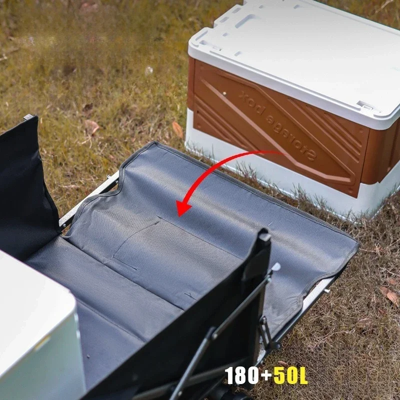 120W Motorized Folding Camping Wagon,180L+50L Capacity 200kg Load,120cm Long 74-97cm Handle,Portable Collapsible Outdoor Cart