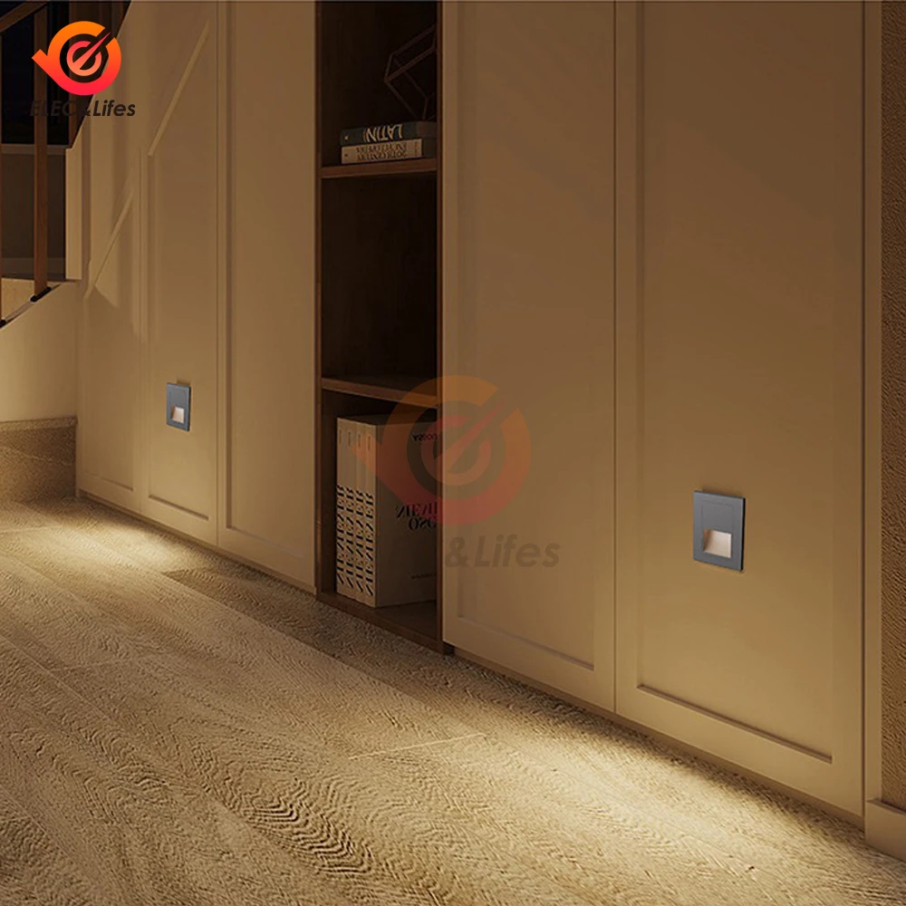 

AC110-220V Inlaid 86 Floor Light Switch Control LED Wall Light Recessed Lamp for Corridor Staircase Step Nightlight Stairway