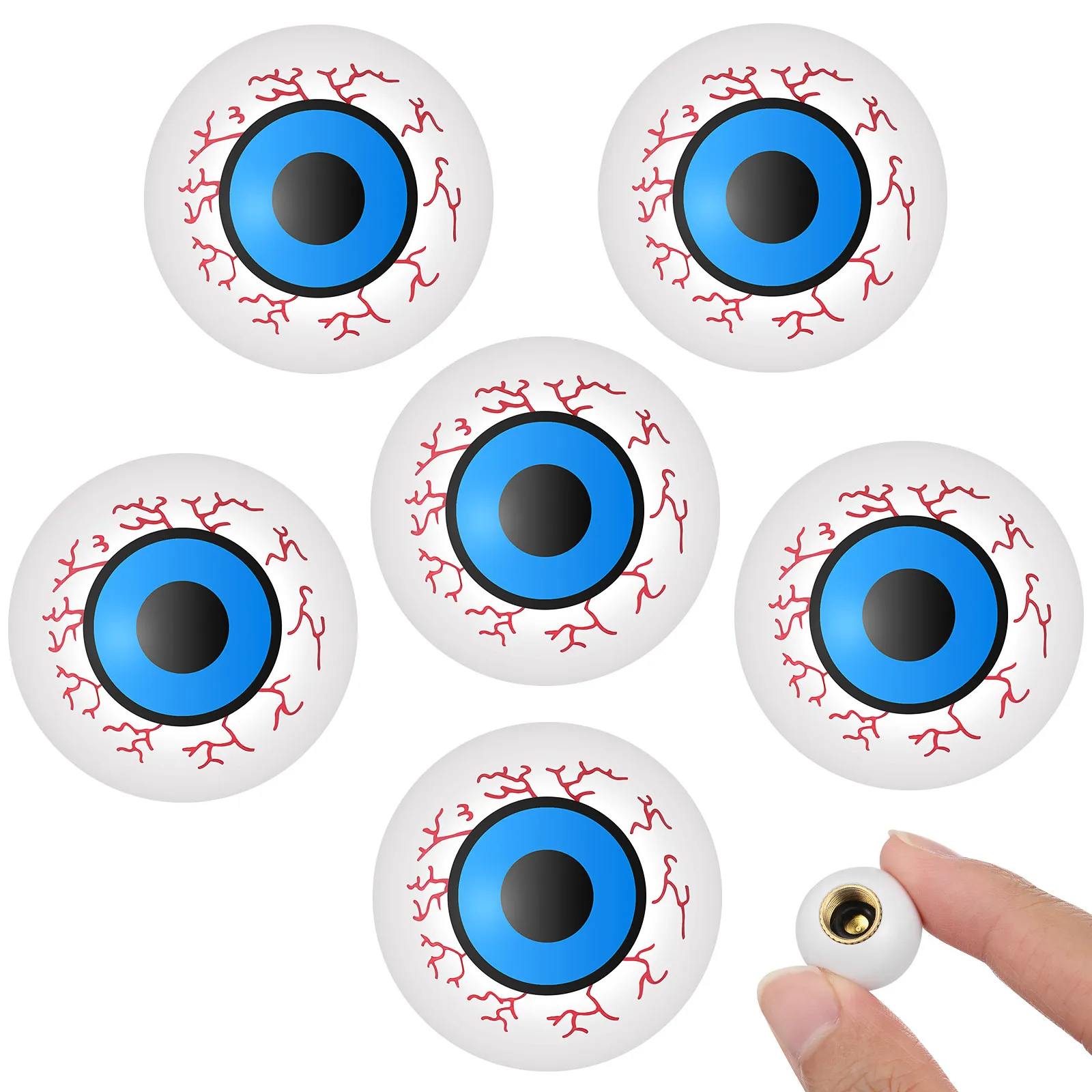 6Pcs Novelty Eyeball Tire Valves Caps for Cars Bikes Trucks Alloy Valve Stem Covers Easy Finger Install Guard Core Prevent