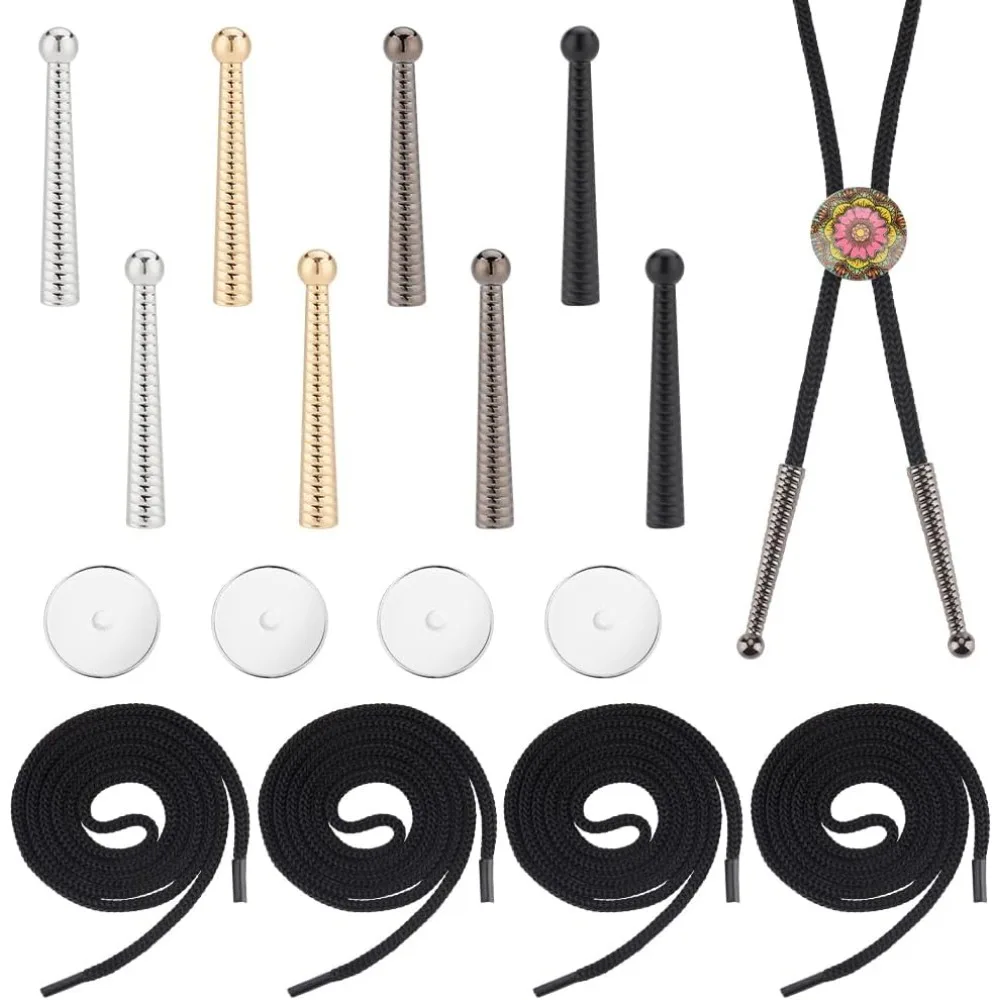 

Фурнитура для галстука-боло Ковбойский галстук-боло Наконечники для галстука-боло Сменные наконечники Комплект сменных торцевых заглушек, включая нейлоновые шнуры, конец шнура из сплава, пустой цинкового сплава Bolo