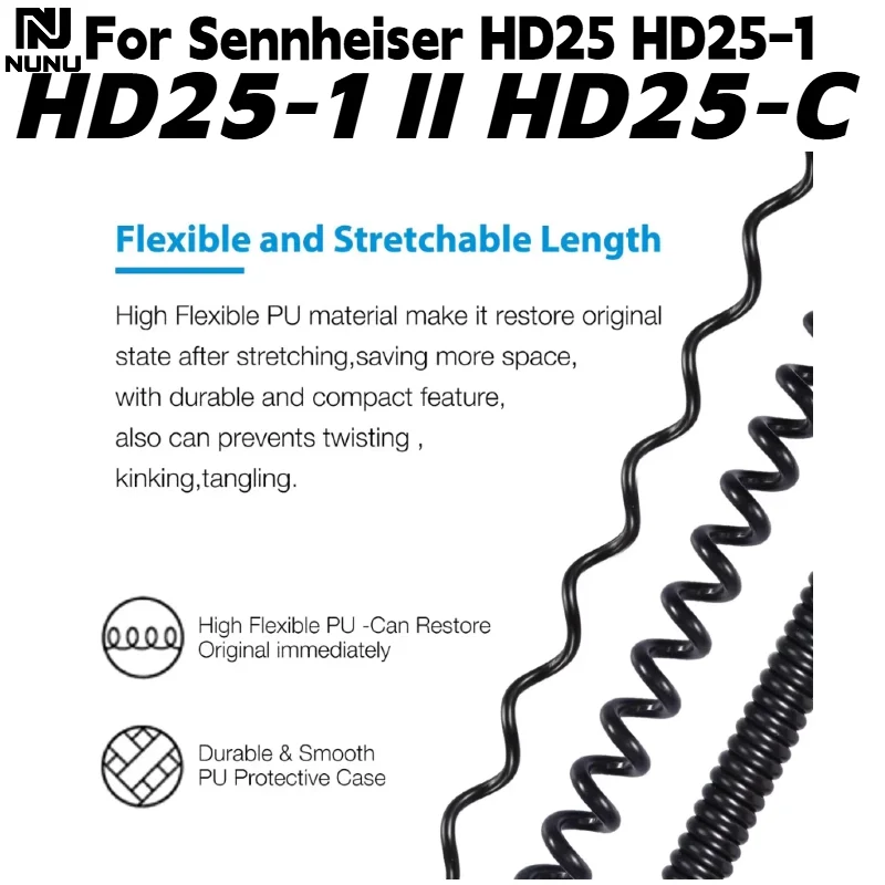 Spring Relief Coiled Headphone Cables for Sennheiser HD25 HD25-1 HD25-1 II HD25-C HD25-13 HD 25 Replacement Cable Cords image 5