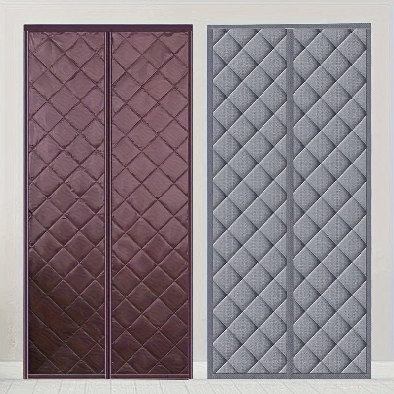 1 Piece of Winter Thick Magnetic Suction Cotton Door Curtain with Split Opening for Windproof and Warm Insulation