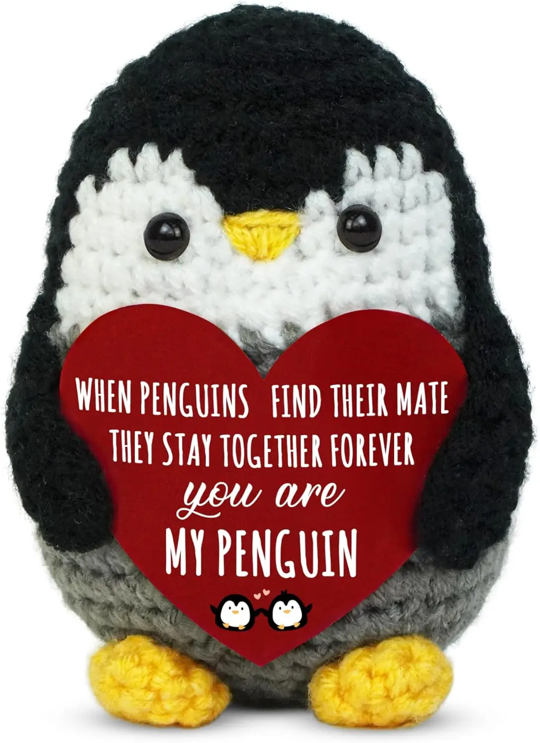 Positive Penguin Crochet Christmas Anniversary Romantic Gifts for Women Men Birthday Stocking Stuffers Gifts for Couple